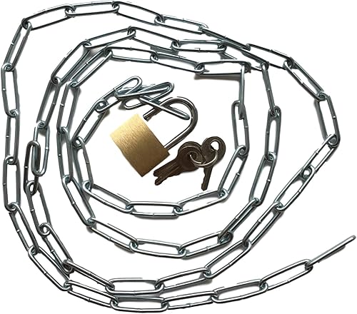 Stahlkette mit Vorhängeschloss Set – Robuste Kette mit Schloss + 3x Schlüssel – Länge wählbar 50 75 100 150 200cm – Verschließen & Versperren – Haushalt & Werkstatt (150cm) - Cheap-Us