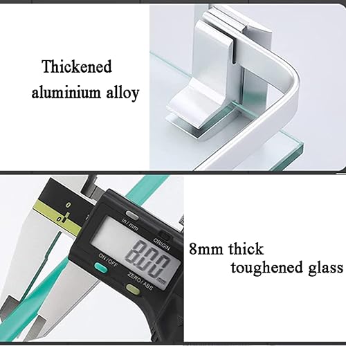 Mgchowue Glas Bad-Regal, Glasablage Wandregal 60 80cm Badezimmer Regal Badablage Ablageregal - mit Reling aus Chrom & 8mm Hartglas Badregal - Cheap-Us