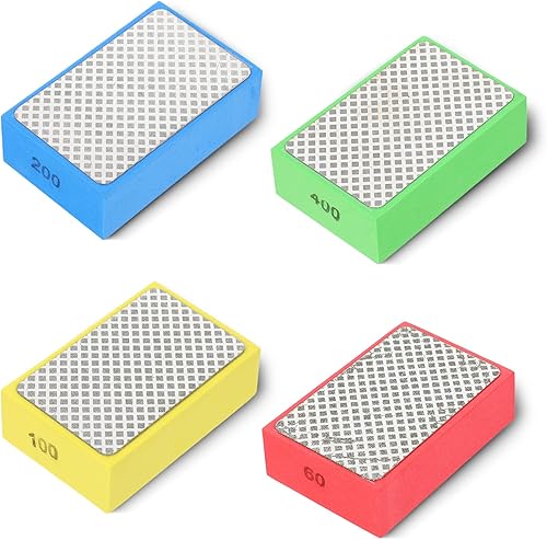 BOHUIZ 4 Stück Glass Schleifer, Diamant Handpolierpads Glasschleifer Set für Glaspolitur Fliesen Schleifen Marmor Polierset 60# 100# 200# 400# - Cheap-Us