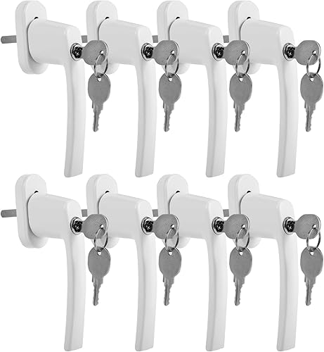 Jopassy Aluminium Fenstergriff mit Schloss in Stiftlänge 35cm Abschließbare Fenstergriffe,Kindersicherung Abschließbar Fensterschloss für alle gängigen Fenster und Balkontüren-8 Stück(Weiß) - Cheap-Us