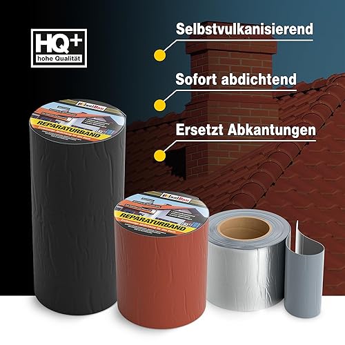 Isolbau Butyl Reparaturband - Anthrazit, 150 mm x 10 m - Abdichtungsband für Dach, Loch, Rohr, Wohnmobile - Wasserdichter Schutz gegen Korrosion Witterung & UV-Bestrahlung - Selbstklebende Klebeband - Cheap-Us