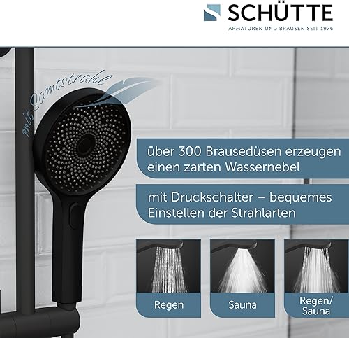 Schütte OCEAN Duschsystem mit Thermostat und Glasablage-Duschset mit 30x30cm, Regendusche mit Wandhalterung und Duschkopf-Duschpaneel Duschsäule in Chrom/Anthrazit 60531 - Cheap-Us