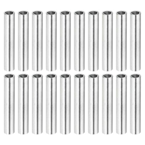 sourcing map 20 Stück Runde Kupplung Mutter M4x0.7mm Innengewinde 30mm Gewinde Rund Hülse Verbinder Stange Bolzen Rohrmutter Hardware Befestigung Silber - Cheap-Us