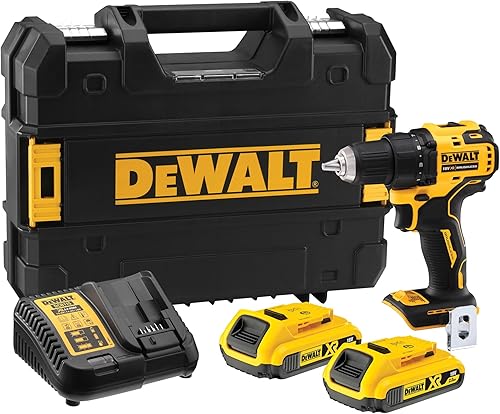 Dewalt 18V XR 2-Gang Akku-Bohrschrauber DCD708D2T (bürstenloses Vollmetall-Getriebe, 13 Mm Vollmetall-Schnellspann-Bohrfutter, LED-Arbeitslicht, Inkl. 2x Akkus, Ladegerät, Gürtelclip, T Stak Box) - Cheap-Us