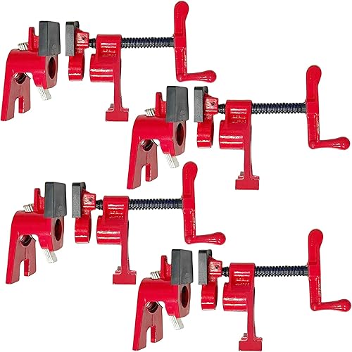 DURDUR 4 Stck RohrSchraubzwinge Rohrzwingen 3/4 zoll,Temperguss Schraubzwingen Set zum Türfutter-Montage-set,Schnellspanner Clamp, Schraubstock,Verleimzwinge - Cheap-Us