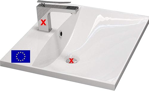 Einbau-Waschbecken 60x46cm eckig | 60cm Einbauwaschtisch, hochwertiges Mineralguss Made IN EU - Cheap-Us