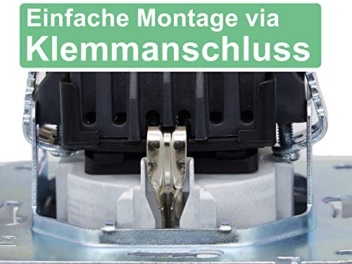 Delphi 2-fach Steckdose Unterputz 2x Schutzkontakt-Steckdosen mit Rahmen UP Einbau - Doppelsteckdose Anschluss Steckklemme Weiß - Cheap-Us