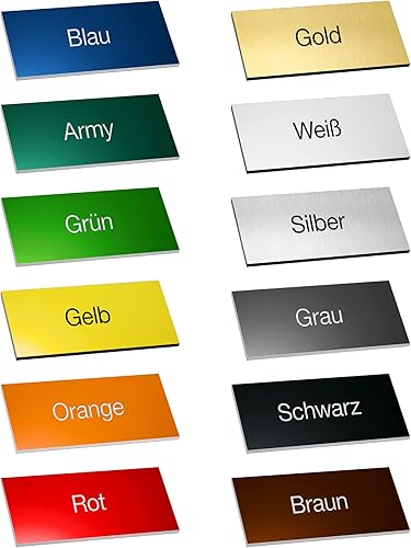 1x Namensschild selbstklebend - 12 versch. Farben - MADE IN GERMANY - 0,8mm dick - Namensschild für Haustür und Briefkasten - Klingelschild wetterfest - Hochwertiges Türschild/Briefkastenschild - Cheap-Us