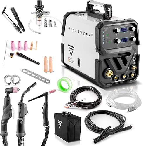 STAHLWERK CTM-250 ST Kombi-Schweißgerät WIG + MIG/MAG + MMA/E-Hand + CUT/Plasma mit 200 Ampere und 50 Ampere Plasma-Funktion, viele Schweißparameter einstellbar - 7 Jahre Garantie - Cheap-Us