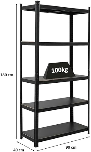 PROREGAL All Black Series Schwerlastregal Ragnar für Gesamtlast 500kg Maße: 180x45x45cm Matt Schwarz, Kellerregal, Steckregal, Garagenregal - Cheap-Us