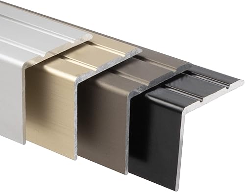 Winkelprofil 24,5 x 20 mm - Abschluss für Treppenstufen & Absätze - Vorgebohrt oder Selbstklebend - Bodenleiste aus Aluminium (Silber, Selbstklebend) - Cheap-Us