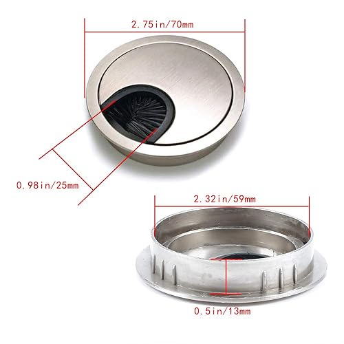 HO2NLE 2er Kabeldurchführung Schreibtisch Kabeldurchlass 60mm Kabelabdeckung Kabeldose mit Bürste Tischdurchführung für Tisch Büro Arbeitsplatten Edelstahl Rund - Cheap-Us