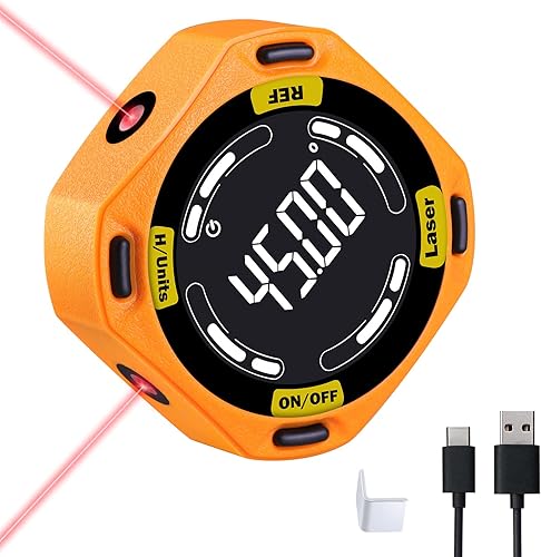 Winkelmesser Digital, 5-Seite Winkelmesser Digital Magnetisch mit Laser-Nivellierungswerkzeug, Neigungsmesser Digital für Zimmerei, Bau, Heimwerker, Levelbox für Holzbearbeitungsmessungen - Cheap-Us