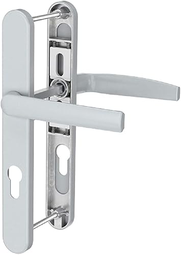 Schmalrahmengarnitur Schutzbeschlag Aluminium Schildgarnitur Wechselgarnitur 8 / 92mm (Bügel/Drücker, Weiß - RAL 9016) - Cheap-Us