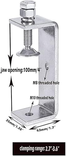 Exogio 2 Stück C Klemme, 304 Edelstahl C Zwingen, Hochleistungs C Klemme, Holzbearbeitungsklemme mit Breiten BackenöFfnungen für Zwingen Schweißen Tischler (100 MM) - Cheap-Us
