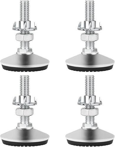 Drenky Stellfüße Höhenverstellbar, M10 x 50mm Möbelfüße Verstellbar Edelstahl 4 Stück Schraubfüße mit Einschlagmuttern und Geräuscharme rutschfeste Kunststoffbasis - Cheap-Us