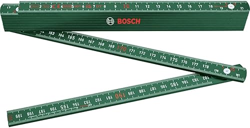 Bosch Maßstab 2m (Robuster Zollstock für genaues Messen bei Heimwerkerarbeiten; glasfaserverstärktes Nylon, metrische Skala, 10 Segmente) - Cheap-Us