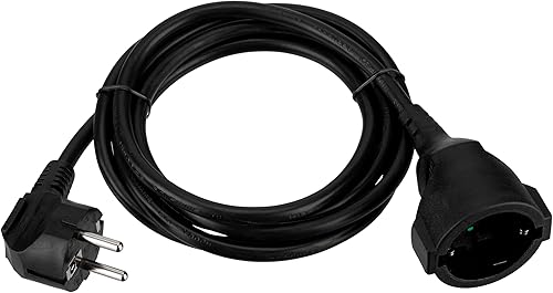 REV Verlängerungskabel - Verlängerung 2m mit Winkelstecker, 3680W, schwarz - Cheap-Us
