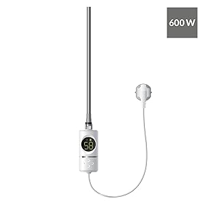 ECD Germany Heizstab für Badheizkörper Weiss 300W Heizpatrone Thermostat Heizelement Elektroheizstab