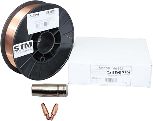 STM Schweißtechnik Schutzgas-Schweißdraht Stahldraht SG2 0,8 mm CO2 G3Si1 MIG/MAG 0,5-5 kg D100 D200 D200 5,0 kg - Cheap-Us