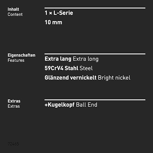 INBUS® 72380 Winkelschraubendreher (Extra lang) 2.5mm, mit Kugelkopf — Made in Germany - Cheap-Us