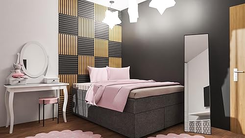 Wohnartig | Wandverkleidung | Lamellenverkleidung | Akustikpaneel | Wandpaneele auf filz | Akustikfilz | Lamellenwand | Lamellen dekor | Schwarz | 270cm Hoch | 45cm Breit | - Cheap-Us