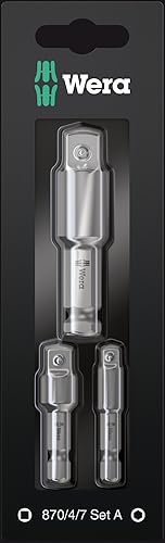 Wera Werkstatt 870/4/7 Set A SB, Werkzeugschäfte, Verbindungsteile, 3-teilig, grau - Cheap-Us