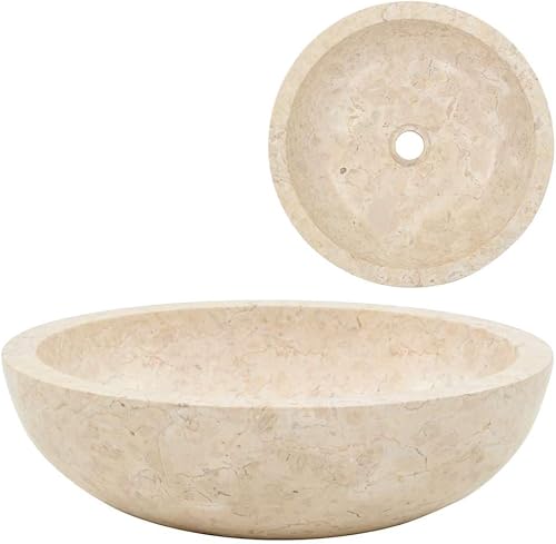 vidaXL Waschbecken Aufsatzwaschbecken Waschtisch Waschplatz Handwaschbecken Waschschale Aufsatzbecken Becken Badezimmer 40x12cm Marmor Naturstein - Cheap-Us