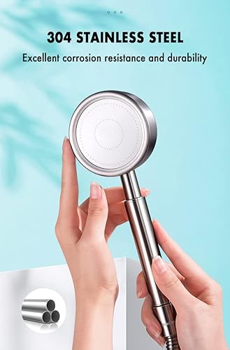 Olliwon Duschkopf Hochdruck aus Edelstahl 304 Handbrause Dusche Badezimmer Wassersparend Einfache Installation - Cheap-Us