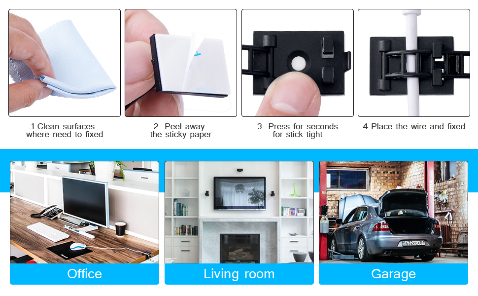 Selbstklebende Kabelbinder sind einfach zu verwenden