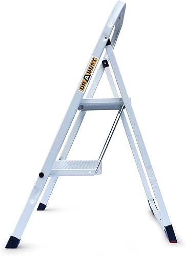 Drabest 2 Stufen Tritthocker Stahl Leiter Klappbar Rutschfester Tragehocker Sicherheit Trittleiter - Cheap-Us