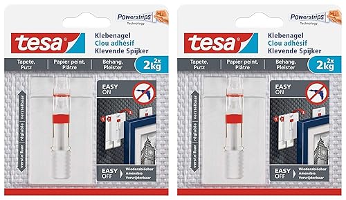 tesa® Verstellbarer Klebenagel für Tapeten und Putz 2 kg (2 Packungen = 4 Klebenägel) - Cheap-Us