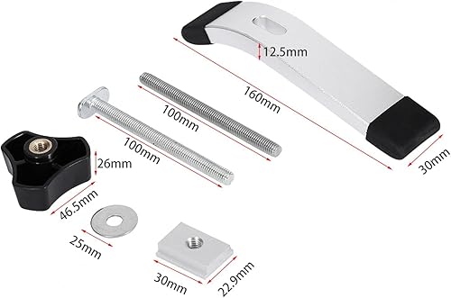 Xueyuja T-Nut-Klemme, Metall, Silber, Holzbearbeitungsklemme, T-Schraube + M8 Kunststoffgriff, T-förmige Nut, Holzbearbeitungswerkzeug-Haltevorrichtungen, Halteklammersatz für T-Nutenschiene - Cheap-Us