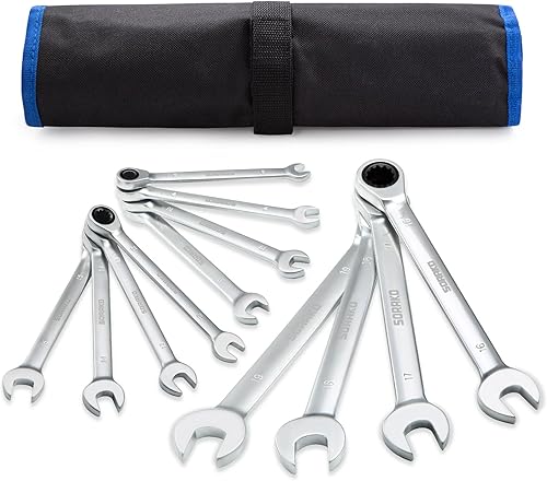 SORAKO Ratschenschlüssel Set, Ringschlüssel Set Schraubenschlüssel set 8-19 mm, 12Pcs Maulschlüssel Ringmaulschlüssel für Fahrradreparatur Autoreparatur - Cheap-Us