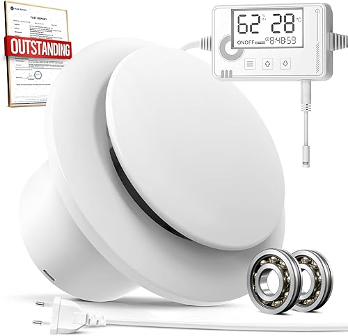 BUMSOU Badlüfter mit Feuchtigkeitssensor Temperatursensor Timer - WC Lüfter 100mm mit Fernbedienung, Echtzeit Feuchtigkeit und Temperatur, Stark Lüftung und Leise Abluftventilator 100mm for Bad P119 - Cheap-Us