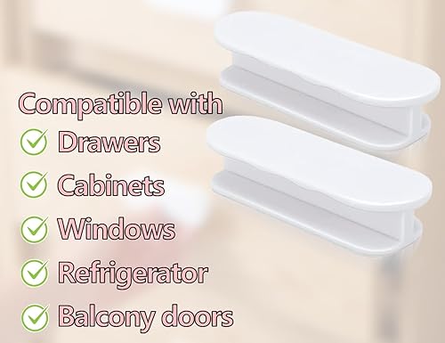 KAPSING 2 Stück Balkontürgriff Selbstklebende, Türknauf Türgriff, Weiß Kunststoff Schrankgriffe Möbelgriff, terassentür griff, balkon schrank außen griff - Cheap-Us