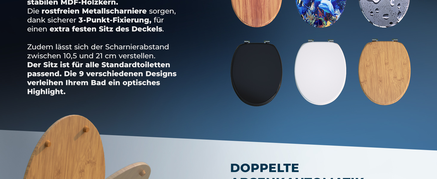 9 moderne Designs, stabiler MDF-Toilettensitz