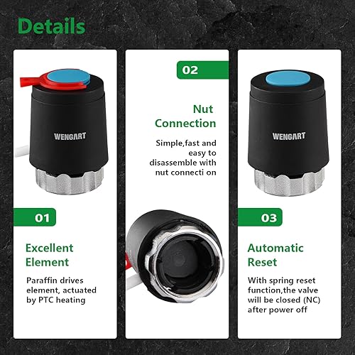 Wengart Thermoelektrischer Stellantrieb WG2212,ACDC24V M30*1,5 Gewinde,Normal Geschlossen Arbeit für Fußbodenheizung - Cheap-Us