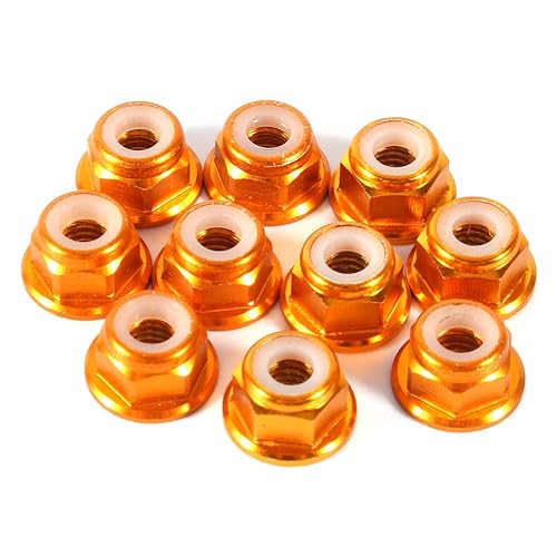 Sechskant-Selbstverriegelungsmuttern, 10 Stück, M5-Mutter, CNC-Aluminium, Flansch, Nylon, selbstsichernde Metallmuttern, dunkelrot - Cheap-Us