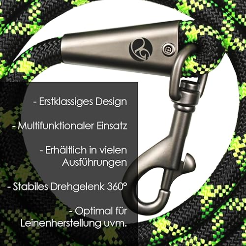 Ganzoo Karabiner-Haken mit Drehgelenk L: 87 mm, Bolzenkarabiner für Hunde-Leine, 4 Stück, Wirbelkarabiner, für Paracord 550 Hundehalsband, legierter Stahl, Schnapp-Karabiner Drehkopf, Farbe: Schwarz - Cheap-Us