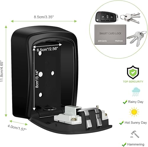 Philorn Schlüsseltresor mit Zahlencode, Vollmetall Tragbare Schlüsselsafe mit Bügel Außen, Schlüsselkasten | Wetterfest - Hängend & Wand Befestigung | Top Sicherheit, Ultra-Robustes Schlüsselbox - Cheap-Us