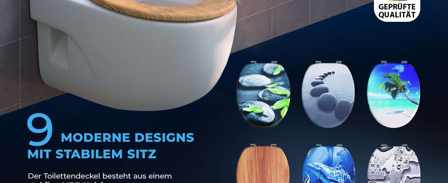 9 moderne Designs, stabiler MDF-Toilettensitz