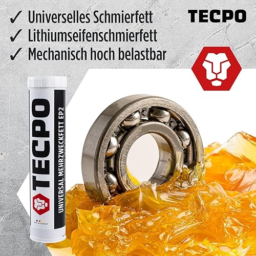 TECPO 10x Universal Mehrzweckfett 400g– Kartusche Schmierfett, Lithiumfett, Universalfett, KFZ-Schmierung, wasserbeständig - Cheap-Us