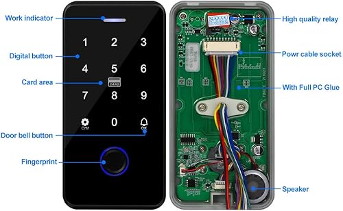 FusyTuly NFC Bluetooth Tuya Access Control Tastatur IP68 Wasserdicht RFID Zugangskontroller 13.56MHz Biometrische Fingerabdrücke Touch Tastatur + 10pcs Chips - Cheap-Us