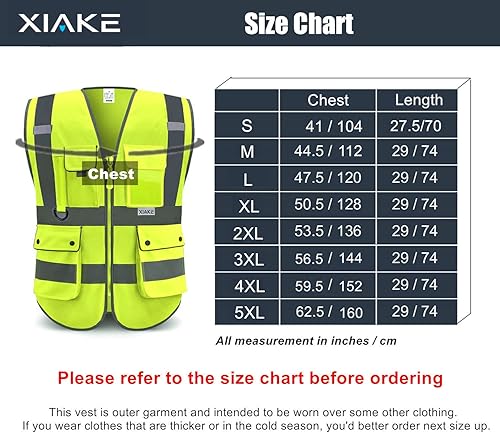 XIAKE RV120528 Reflektierende Sicherheitsweste mit hoher Sichtbarkeit mit 8 Taschen - Cheap-Us