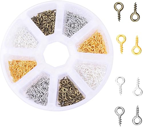 800 Stück Schraubösen Ösenschraube Kleine Augennadeln Ringschraube Set 4 × 8 mm Mini Schaf Ösenschrauben Metal Augenschrauben Ösenstifte Handarbeit für DIY Art Crafts Schmuck (4 Farben) - Cheap-Us
