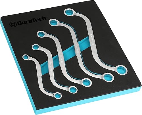 DURATECH Doppelringschlüssel-Satz, S-Form Ringschlüssel Schraubenschlüssel Set, 5-teilig, Metrisch, SW 10-19mm, Chrom-Vanadium-Stahl, mit EVA-Schaumbox - Cheap-Us
