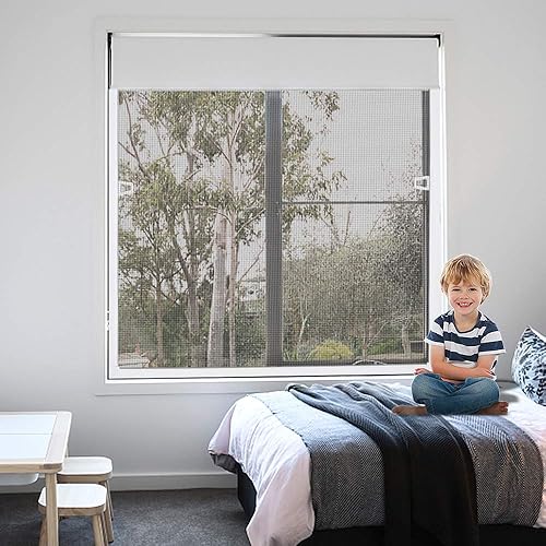 UISEBRT Insektenschutz Fliegengitter Fenster mit Alurahmen -Fliegenschutzgitter Mückengitter ohne Bohren und Schrauben, 80×100cm, Weiß - Cheap-Us