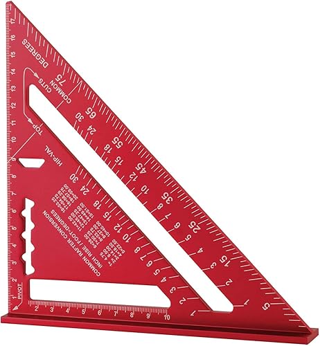 7-Zoll-Dreieckiges Lineal, Dreieckslineal, Hohe Präzision Aluminium-Legierung, Dreieckslineal, Layout-Messwerkzeug für Ingenieure, Schreiner (Metrisch, Rotes) - Cheap-Us