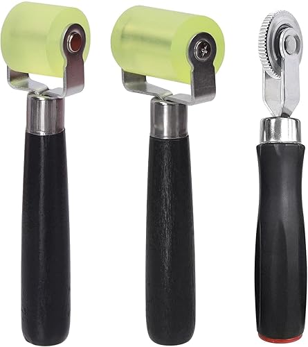 Alrens 3 Pcs Andrückrolle Andrückwalze, 2 Pcs Gummiwalze + 1 Pcs Reifenreparatur Rolle, Auto Tapetenroller Schallschutz Andruckrolle, Hand Andruckrolle Werkzeug für Kantenumleimer Reifenreparatur - Cheap-Us